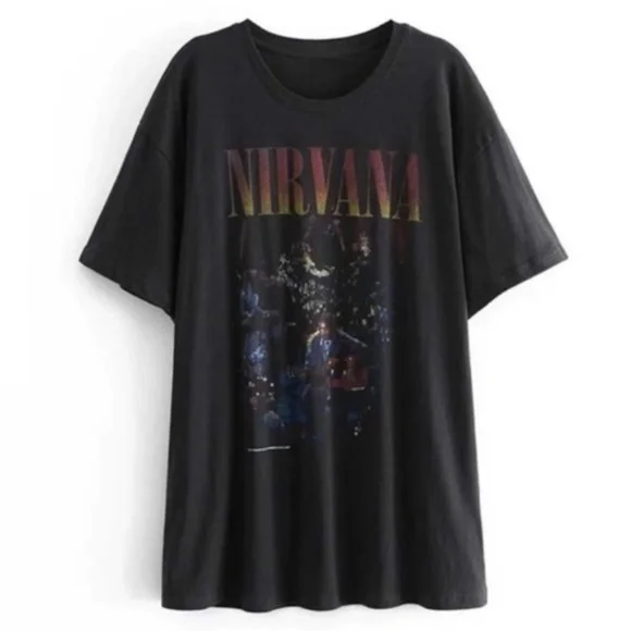 Nirvana vintage style black Oversized graphic tee - Picture 7 of 7